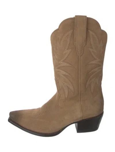 Pre-owned Tecovas Suede Western Boots In Neutrals