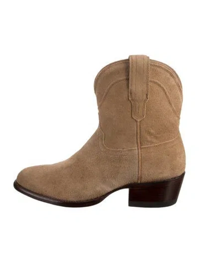 Pre-owned Tecovas Suede Western Boots In Neutrals