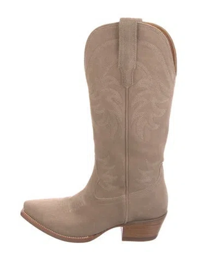 Pre-owned Tecovas Suede Western Boots In Neutrals
