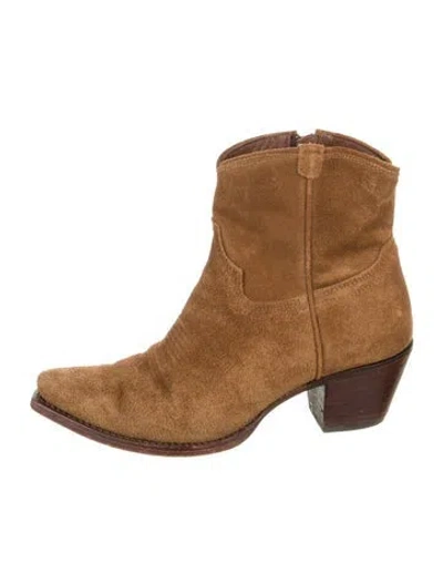 Pre-owned Tecovas Suede Western Boots In Neutrals