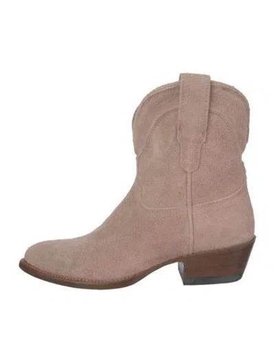 Pre-owned Tecovas Suede Western Boots In Pink