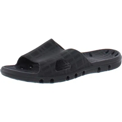 Tecs Womens Open Toe Cut-out Pool Slides In Black