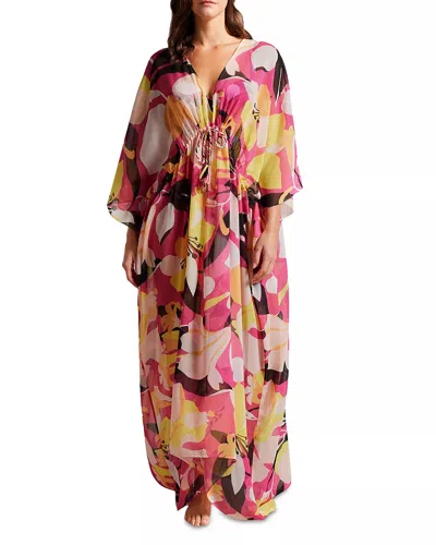 Ted Baker 269170 Floral Print Long Sleeve Kaftan Dress In Multi
