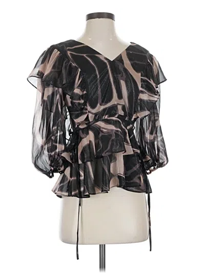 Pre-owned Ted Baker 3/4 Sleeve Blouse In Black