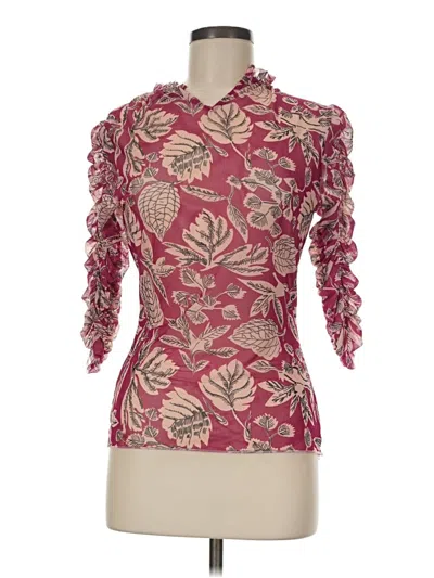 Pre-owned Ted Baker 3/4 Sleeve Blouse In Burgundy