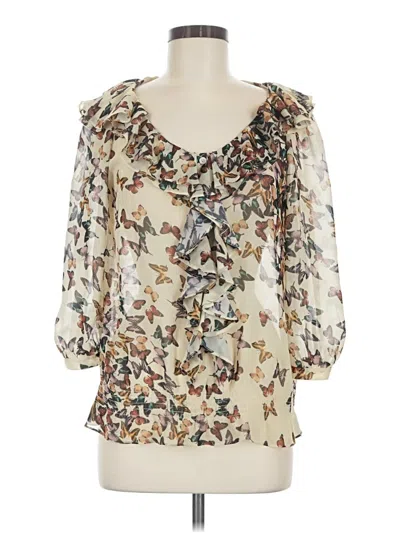 Pre-owned Ted Baker 3/4 Sleeve Blouse In Ivory