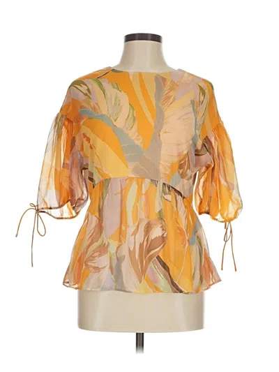 Pre-owned Ted Baker 3/4 Sleeve Blouse In Orange