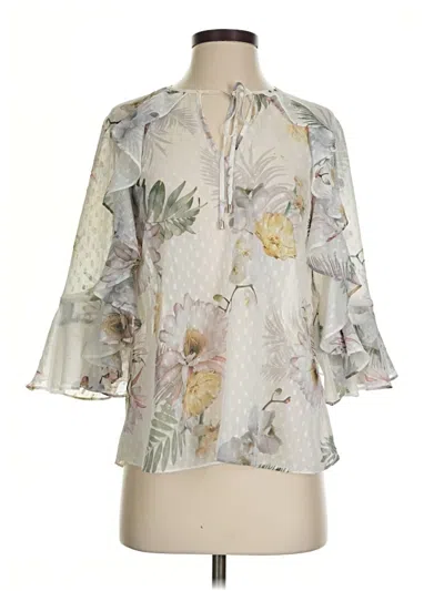 Pre-owned Ted Baker 3/4 Sleeve Blouse In Silver