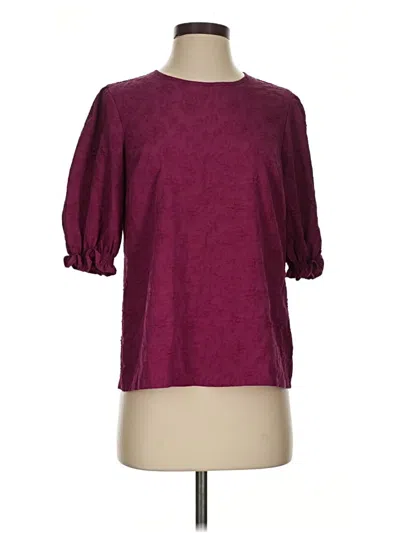 Pre-owned Ted Baker 3/4 Sleeve Top Burgundy Crew Neck Tops