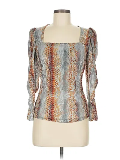 Pre-owned Ted Baker 3/4 Sleeve Top Silver Square Neckline Tops