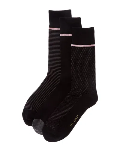 Ted Baker 3pk Crew Socks In Black