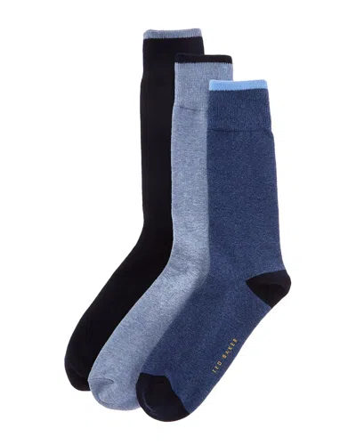 Ted Baker 3pk Dress Socks In Blue