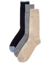 Ted Baker 3pk Dress Socks In Grey