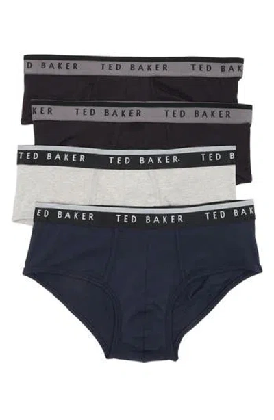 Ted Baker 4-pack Stretch Cotton Boxer Briefs In Grey/black