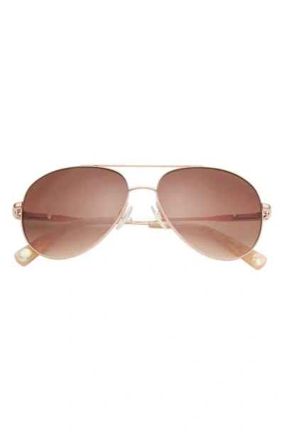 Ted Baker 57mm Full Rim Aviator Sunglasses In Rose Gold