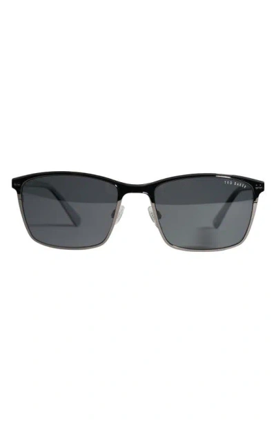 Ted Baker 57mm Polarized Rectangle Sunglasses In Black