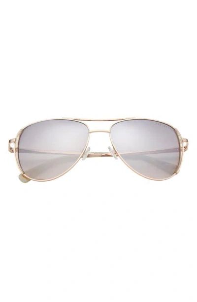 Ted Baker 58mm Full Rim Aviator Sunglasses In Rosevgold