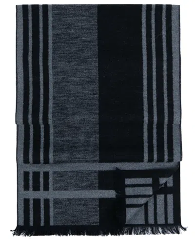 Ted Baker 70" Plaid Fringed Silk Wrap Scarf In Black