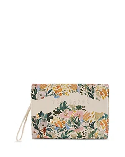 Ted Baker Abbi Painted Meadow Envelope Clutch In Cream