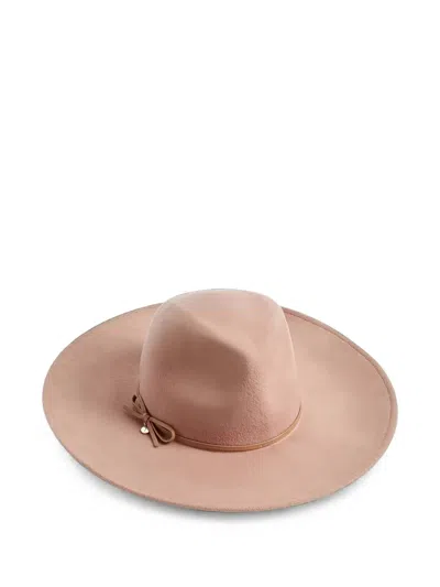 Ted Baker Abbiiio Bow-detail Wool Fedora Hat In Pink