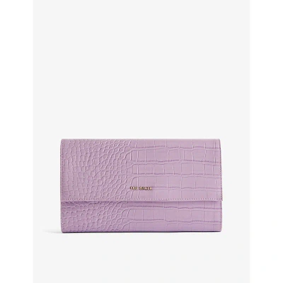Ted Baker Womens Lilac Abbiiss Croc-effect Faux-leather Travel Wallet