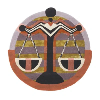 Ted Baker Abstract Handmade Tufted Wool Orange/black/gold/purple Area Rug In Orange,black,gold,purple