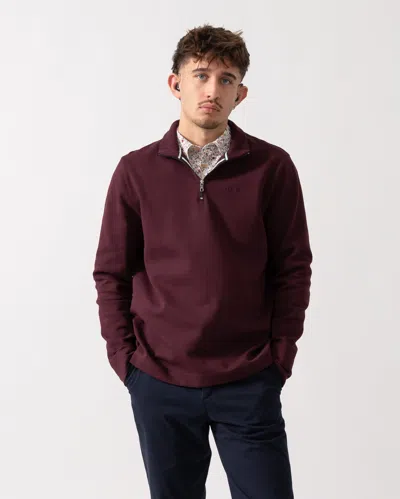 Ted Baker Actos Mens 1/4 Zip Sweatshirt In Burgundy