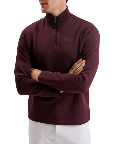 Ted Baker Actos Regular Fit Quarter Zip Pullover In Maroon