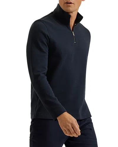 Ted Baker Actos Regular Fit Quarter Zip Pullover In Navy
