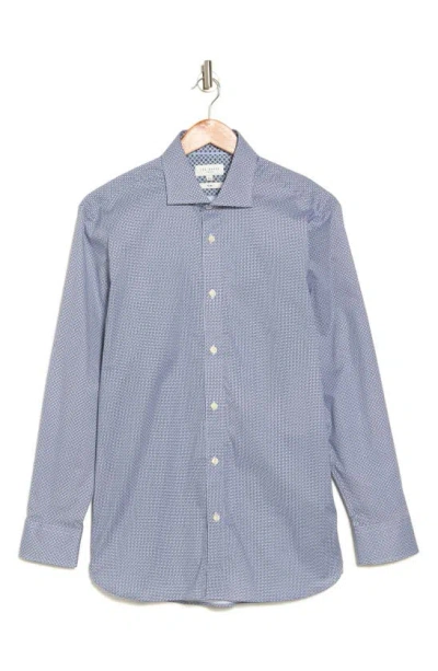 Ted Baker Acworth Print Stretch Cotton Button-up Shirt In Navy