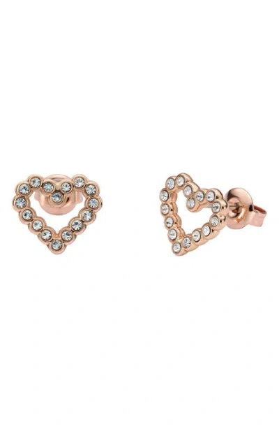 Ted Baker Amorina Crystal Halo Heart Stud Earrings In Rose Gold Tone/clear Crystal