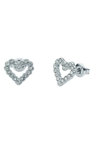 Ted Baker Amorina Crystal Halo Heart Stud Earrings In Silver Tone/clear Crystal