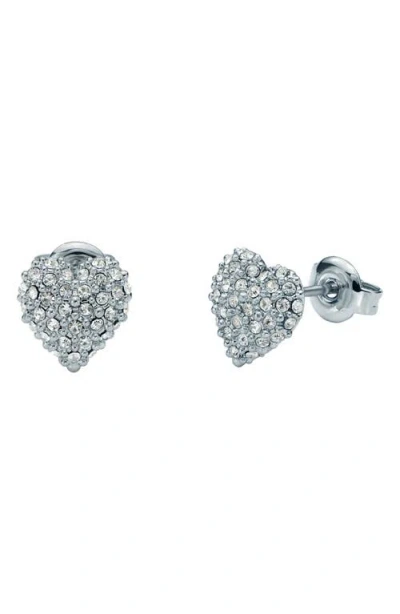 Ted Baker Adoraa Pavé Crystal Sweetheart Stud Earrings In Silver Tone/clear Crystal