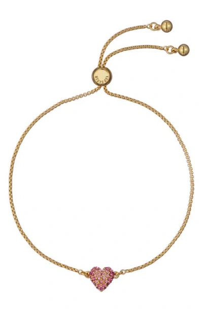 Ted Baker Adoria Crystal Sweetheart Charm Bracelet In Gold Tone/lt Pink Crystal