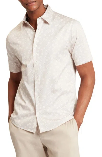 Ted Baker Afflek Short Sleeve Button-up Shirt In Neutral