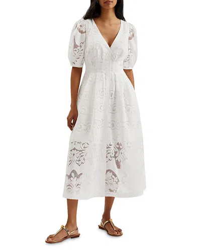 Ted Baker Agnel Lace Midi Dress In White
