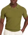 Ted Baker Aindrea Textured Rib Open Neck Knitted Polo Shirt In Green