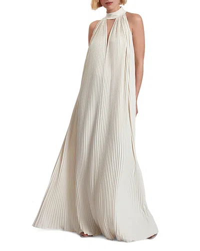 Ted Baker Akala Pleated V Cut Out Dress In Ivory