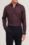 Ted Baker Akselle Print Cotton Button-up Shirt In Burgundy