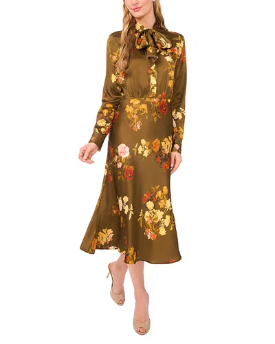 Ted Baker Alessandra Tie Neck Midi Dress In Green