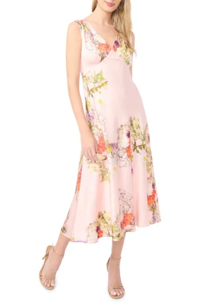 Ted Baker Alina Floral Deep V-neck Satin Midi Dress In Multi
