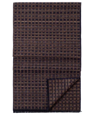 Ted Baker All Over Squares Silk Fringed Wrap Scarf In Brown