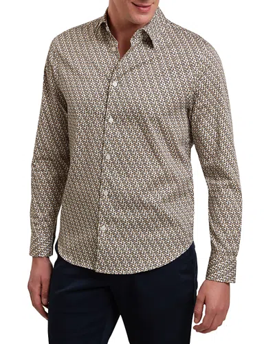 Ted Baker Alphais Long Sleeve Regular Fit Button Down Shirt In Brown