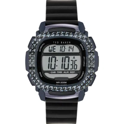 Ted Baker Alton Digital Resin Strap Watch, 47mm In Black