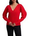 Ted Baker Amelyaa Ribbed Sculpted Sleeve Sweater In Bright Red