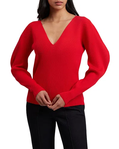 Ted Baker Amelyaa Ribbed Sculpted Sleeve Sweater In Bright Red