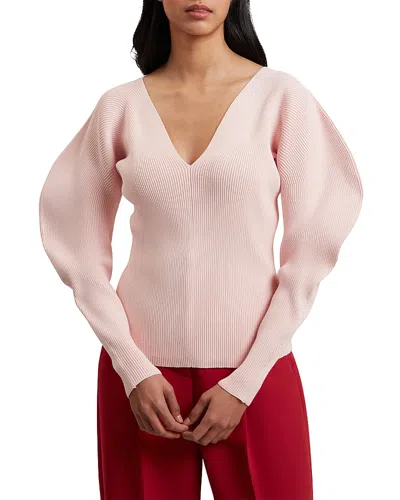 Ted Baker Amelyaa Ribbed Sculpted Sleeve Sweater In Light Pink