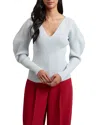 Ted Baker Amelyaa Ribbed Sculpted Sleeve Sweater In Pale Blue