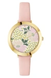 Ted Baker Ammy Floral Leather Strap Watch, 34mm In Pink