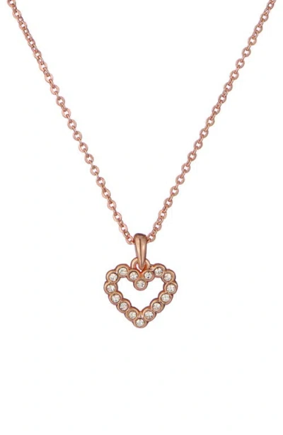 Ted Baker Amore Crystal Heart Pendant Necklace In Rose Gold Tone/clear Crystal